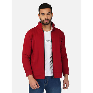 HEATHEX Men High Neck Cotton Fleece Zipper Front Jacket