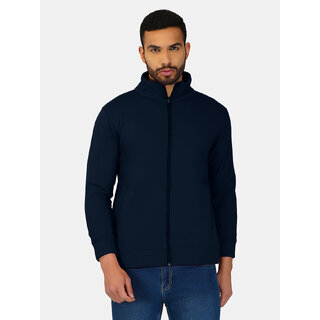 HEATHEX Men High Neck Cotton Fleece Zipper Front Jacket