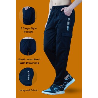 HEATHEX Men's Poly Stripe Diagonal 2 way Spandex Track Pants