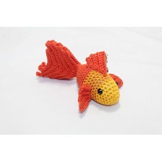                       Small crochet amigurumi fish keychain orange and Yellow gift color item for friends PHC318                                              