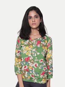 Rad prix Girls Green Floral-printed Top