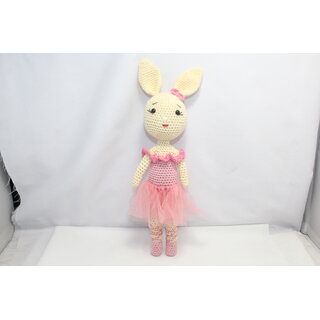                       amigurumi Stuffed Crochet Bunny Doll in Pink Tulu Frock Frock Birthday Baby Gift                                              