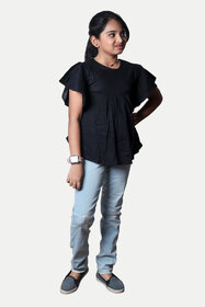 Rad prix Girls Black Solid Straped Blouse