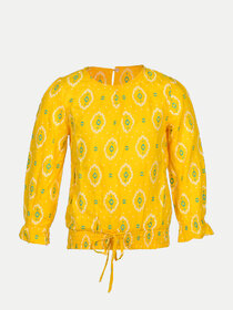 Rad prix Teen Girls Yellow  All-over Printed Blouse