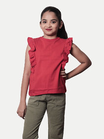 Rad prix Girls Red Knit Top with Frill-detail