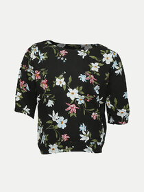 Rad prix Girls Black Floral Printed  Blouse