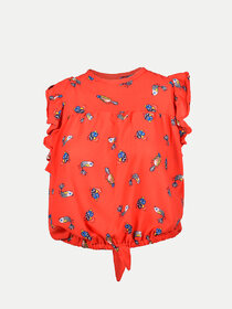 Rad prix Girls Pink Knit Top with Frill-detail