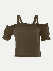 Rad prix Girls Brown Off-shoulder Blouse