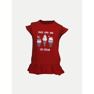                       Rad prix Girls Red Graphic Printed T-shirt                                              