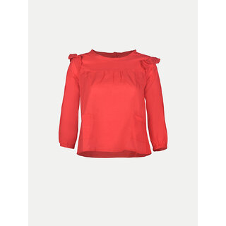                       Rad prix Girls Solid Red Woven Tops                                              