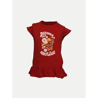 Rad prix Teen Girls Red Graphic Printed T-shirt