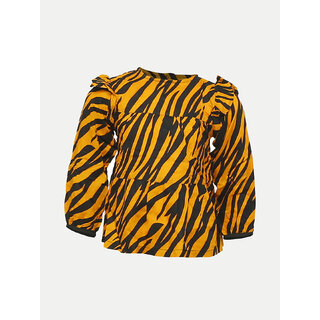                       Rad prix Girls Orange Zebra Pattern -Printed  Blouse                                              