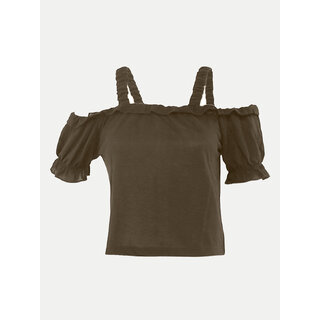                       Rad prix Girls Brown Off-shoulder Blouse                                              