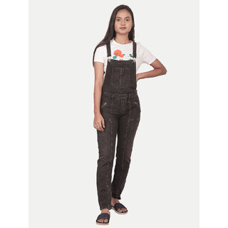 Girls Denim  Dungaree -Black Colour