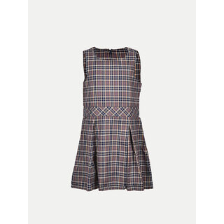                       Black A-line Pleated-dress with Checks                                              