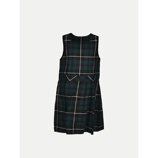                       White A-line Pleated-dress with Checks                                              