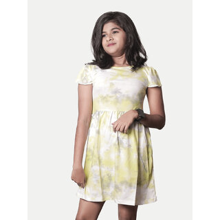                       Yellow Tie-dyed Casual Dress                                              