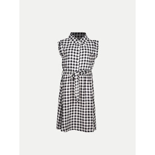                       Girls Black Checkered Print Dress                                              