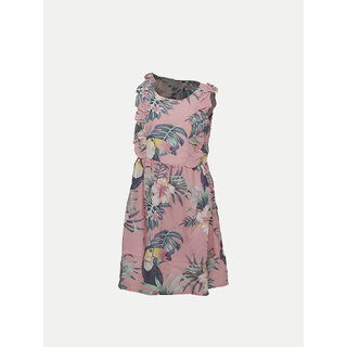                       Girls Pink All Over Printed Dress                                              