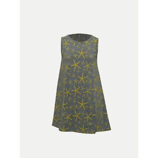                       Grey All Over Print-splattered A-line Dress                                              