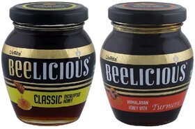 Beelicious Classic Eucalyptus Honey And Himalayan Honey with Turmeric, Pack of 2, 250g Each