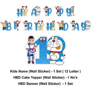                       Doraemon Happy Birthday Wall Sticker(Customized/personalized)                                              