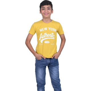                       Kid Kupboard Cotton Boys T-Shirt, Dark Yellow, Half-Sleeves, Crew Neck, 11-12 Years KIDS5071                                              