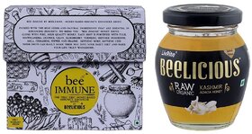 Beelicious Bee Immune by Beelicious (80g) And Raw Organic Kashmir Acacia Honey (250g), Pack of 2 Combo