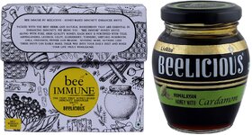 Beelicious Bee Immune by Beelicious (80g)  And Himalayan Honey with Cardamom, (250g), Pack of 2 Combo