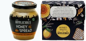 Beelicious Honey Spread - English Toffee (200g) And Beelicious Honey SHOTZ (80g) Pack of 2 Combo