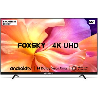                      Foxsky 139.7 cm (55 inches) 4K Ultra HD Smart LED TV 55FS-VS (Frameless Edition) Voice Assistant                                              