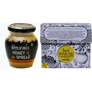                       Beelicious Honey Spread - English Toffee (200g) And Bee Immune by Beelicious, 80g Pack of 2 Combo                                              
