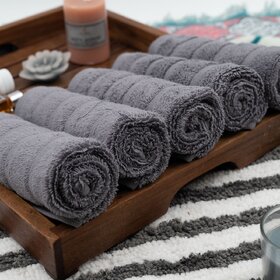Home Berry Cotton 5 Piece Hand Towel Set, 500 GSM (Grey Color)