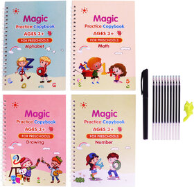 Aseenaa Magic Practice Copy Book For Pre-School Kids, Re-Usable Drawing, Alphabet, Numbers  Math Exercise  Multicolor