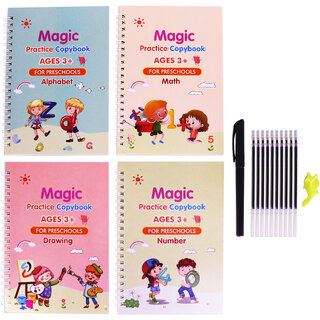 Aseenaa Magic Practice Copy Book For Pre-School Kids, Re-Usable Drawing, Alphabet, Numbers  Math Exercise  Multicolor