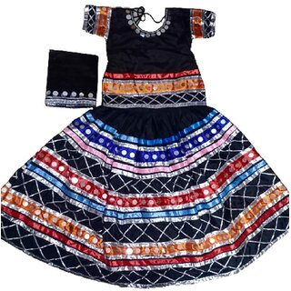                       Kalbelia or Kalbeliya Dress(Black) Professional Tribal Dance Rajasthan Costume Or Lehenga Choli For Adult                                              