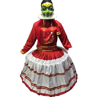                       Kathakali Indian Classical Dance Costume With Face Mask Dress For Adult                                              
