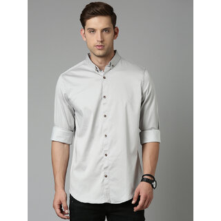                       OOKO KAKA Men Solid Casual Cream Shirt                                              