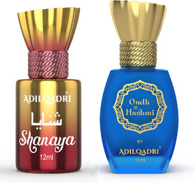 AdilQadri Shanaya  Oudh Al Hashmi  Luxury Alcohol Free Arabic  Sweet Fragrance Roll-On Attar Perfume For Unisex  12 ML Each