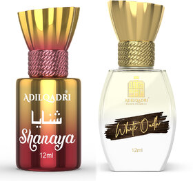 AdilQadri Shanaya  White Oudh  Luxury Alcohol Free Arabic Strong Masculine Fragrance Roll-On Attar Perfume For Unisex 12 ML Each
