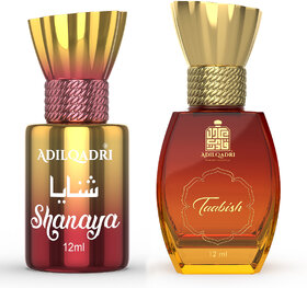 AdilQadri Shanaya  Taabish  Luxury Alcohol Free Arabic French Fragrance Roll-On Attar Perfume For Unisex  12 ML Each