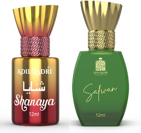 AdilQadri Shanaya  Safwan  Luxury Alcohol Free Arabic French  Fruity Fragrance Roll-On Attar Perfume For Unisex  12 ML Each