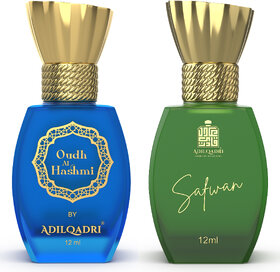 AdilQadri Oudh Al Hashmi  Safwan  Luxury Alcohol Free Sweet Arabic  Fruity Fragrance Roll-On Attar Perfume For Unisex  12 ML Each