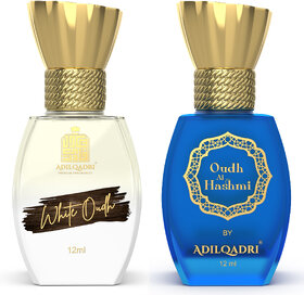 AdilQadri White Oudh  Oudh Al Hashmi  Luxury Alcohol Free Strong Masculine Sweet  Arabic Fragrance Roll-On Attar Perfume For Unisex  12 ML Each