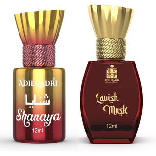 AdilQadri Shanaya  Lavish Musk  Luxury Alcohol Free Arabic  Musky Fragrance Roll-On Attar Perfume For Unisex  12 ML Each