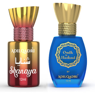 AdilQadri Shanaya  Oudh Al Hashmi  Luxury Alcohol Free Arabic  Sweet Fragrance Roll-On Attar Perfume For Unisex  12 ML Each