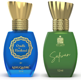 AdilQadri Oudh Al Hashmi  Safwan  Luxury Alcohol Free Sweet Arabic  Fruity Fragrance Roll-On Attar Perfume For Unisex  12 ML Each