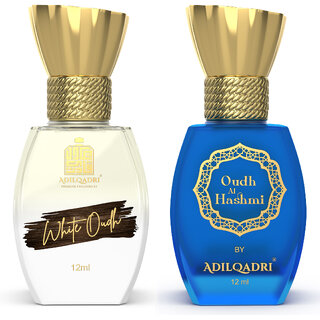                       AdilQadri White Oudh  Oudh Al Hashmi  Luxury Alcohol Free Strong Masculine Sweet  Arabic Fragrance Roll-On Attar Perfume For Unisex  12 ML Each                                              