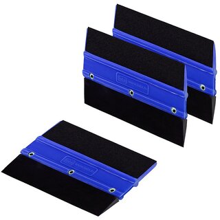                       iota SQZ205M Double Edge Plastic Squeegee for lamination, PPF film applicator tool, Blue color pack of 3                                              
