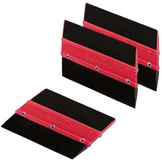                       iota SQZ205M Double Edge Plastic Squeegee for lamination, PPF film applicator tool, Red color pack of 3                                              